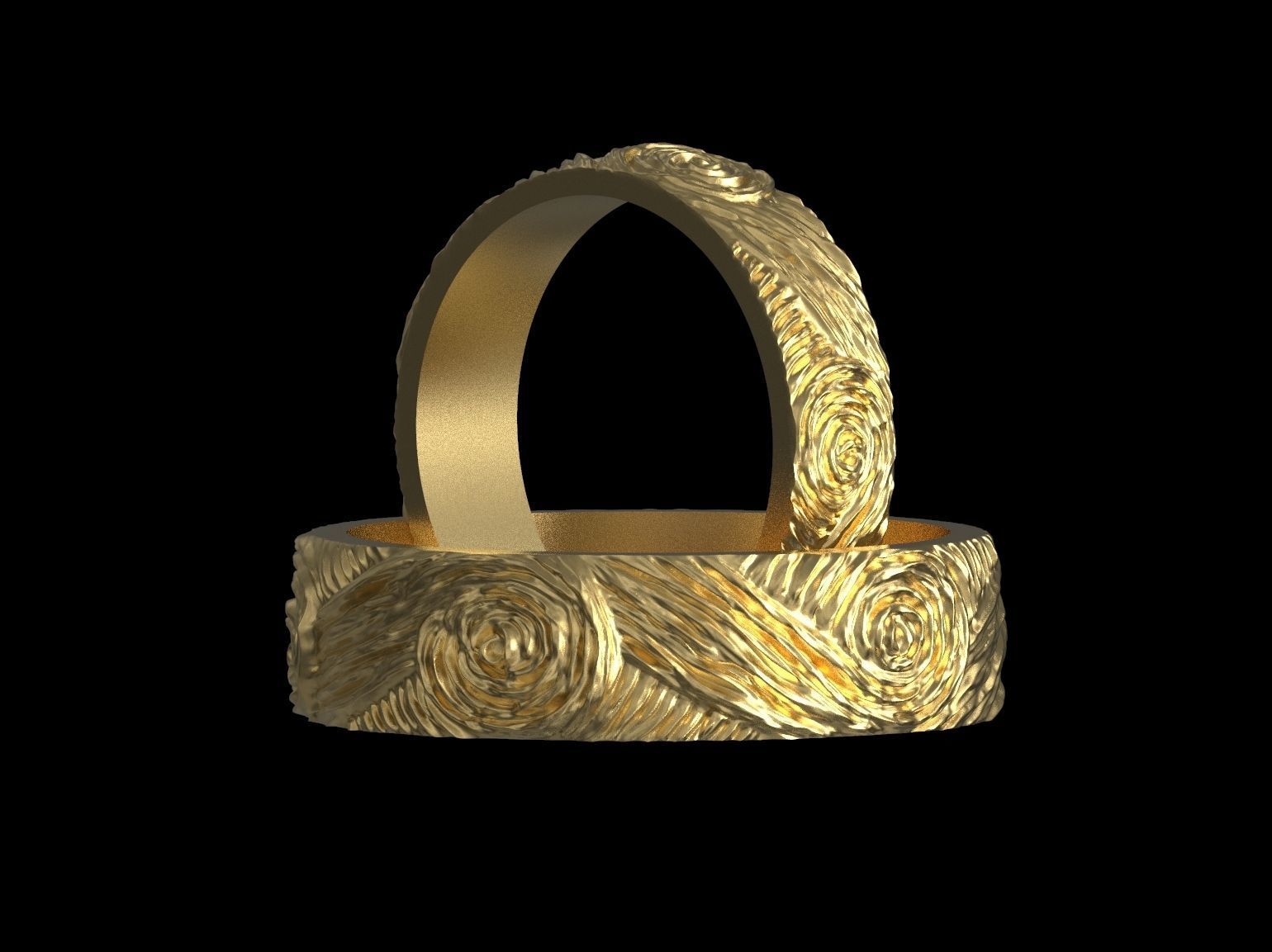 Wedding rings Van Gogh 3D print model 3D print model_38