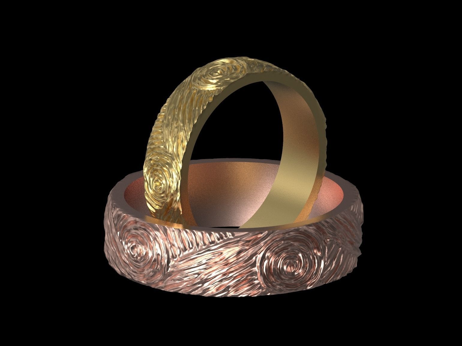 Wedding rings Van Gogh 3D print model 3D print model_19