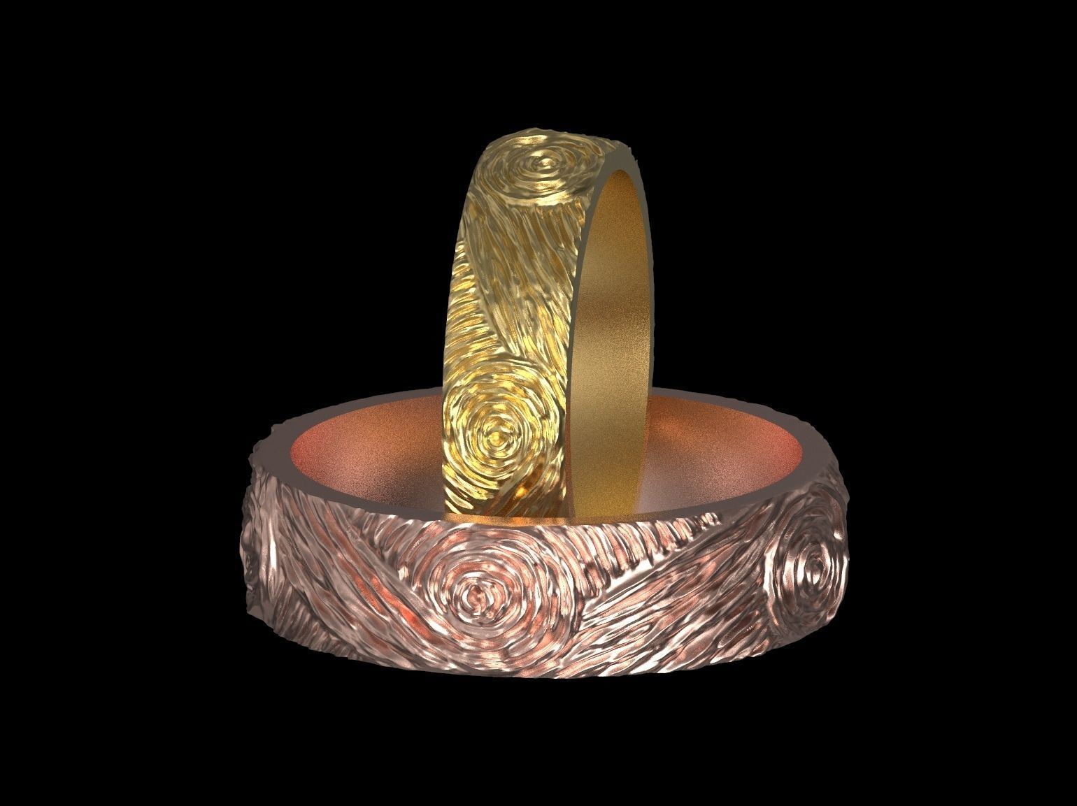 Wedding rings Van Gogh 3D print model 3D print model_18