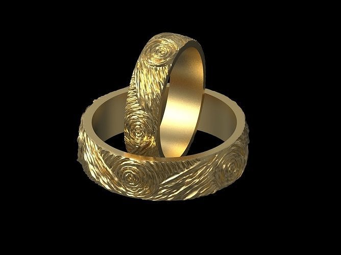 Wedding rings Van Gogh 3D print model 3D print model