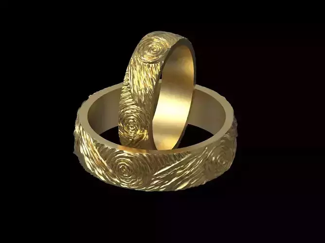 Wedding rings Van Gogh 3D print model