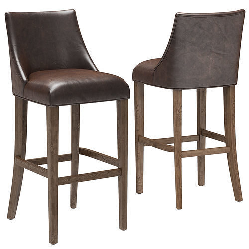 Restoration Hardware Ella Leather Armless Stool 3D model