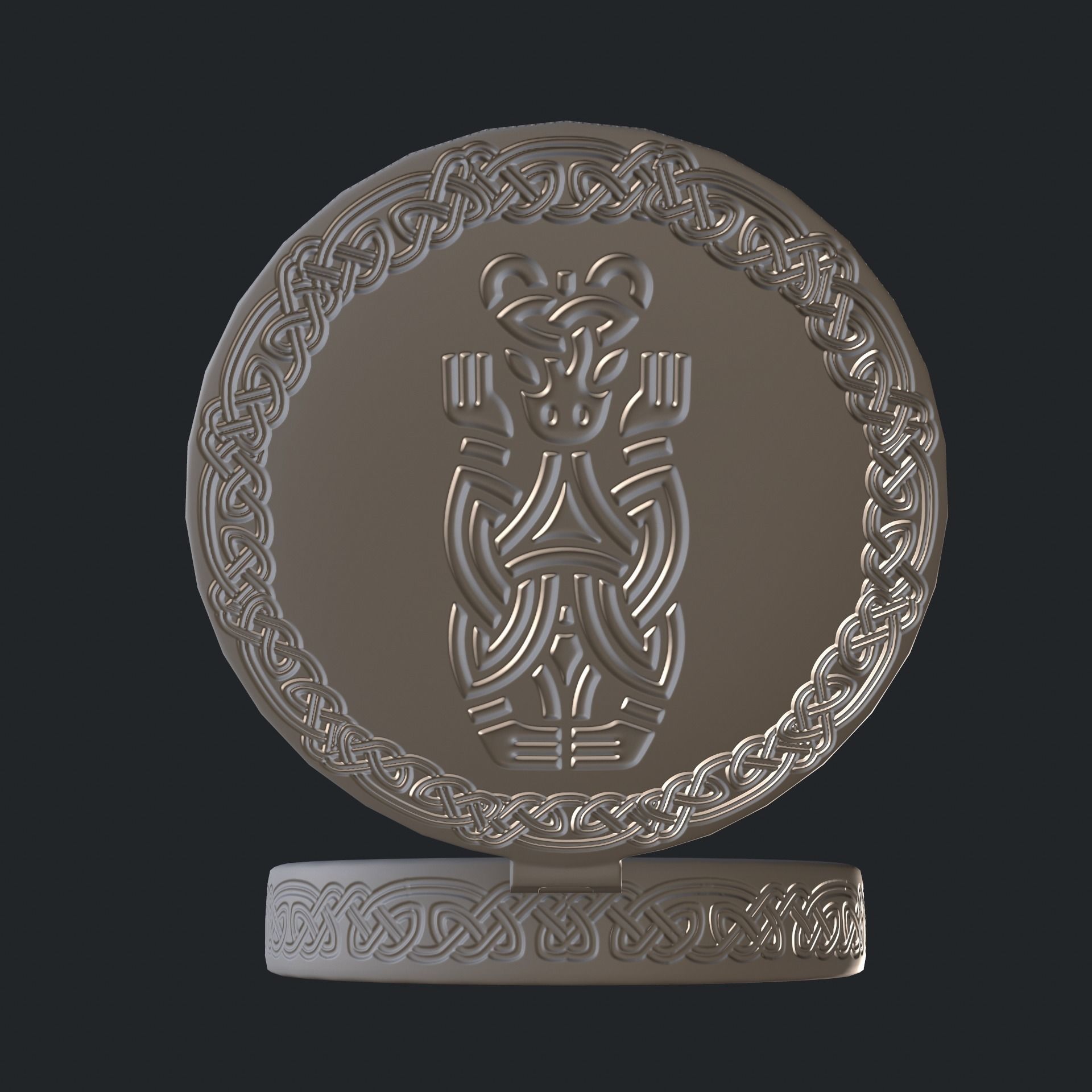 Brass Compass with Carvings Low-poly 3D model_12