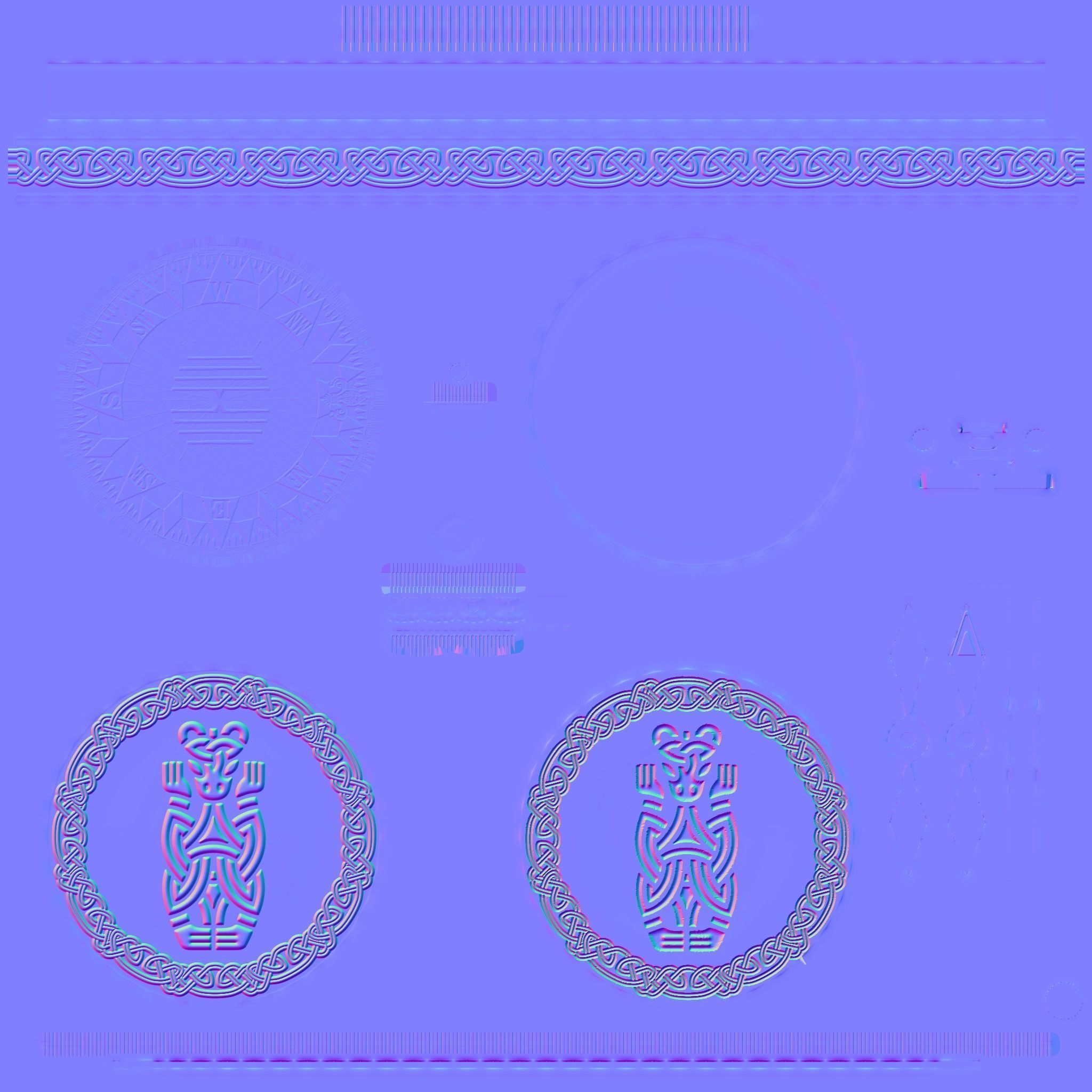 Brass Compass with Carvings Low-poly 3D model_15