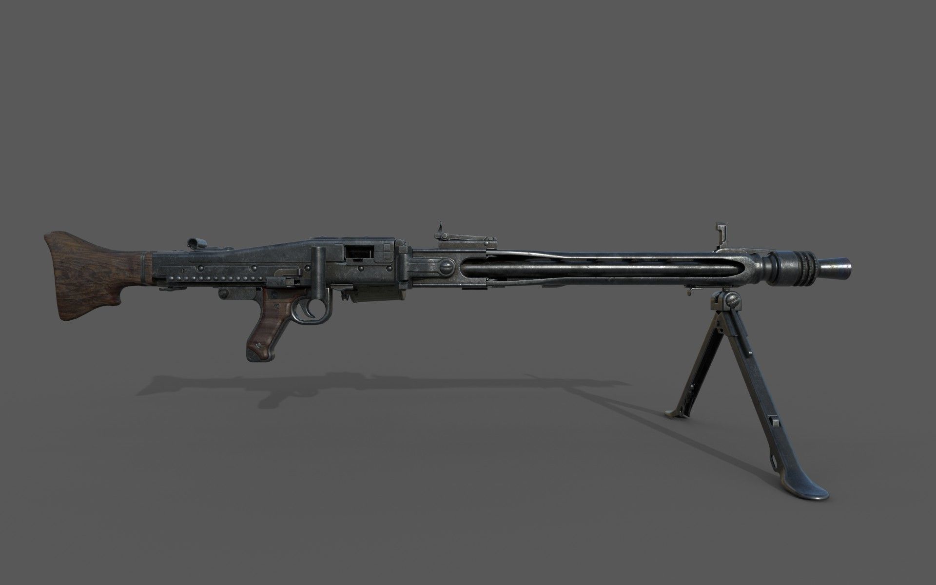 MG-42 world war ii machine gun Low-poly 3D model_19