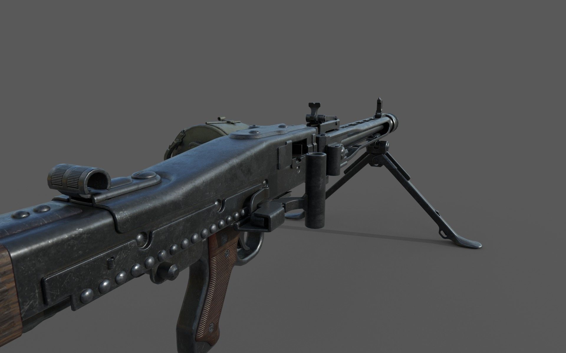 MG-42 world war ii machine gun Low-poly 3D model_18