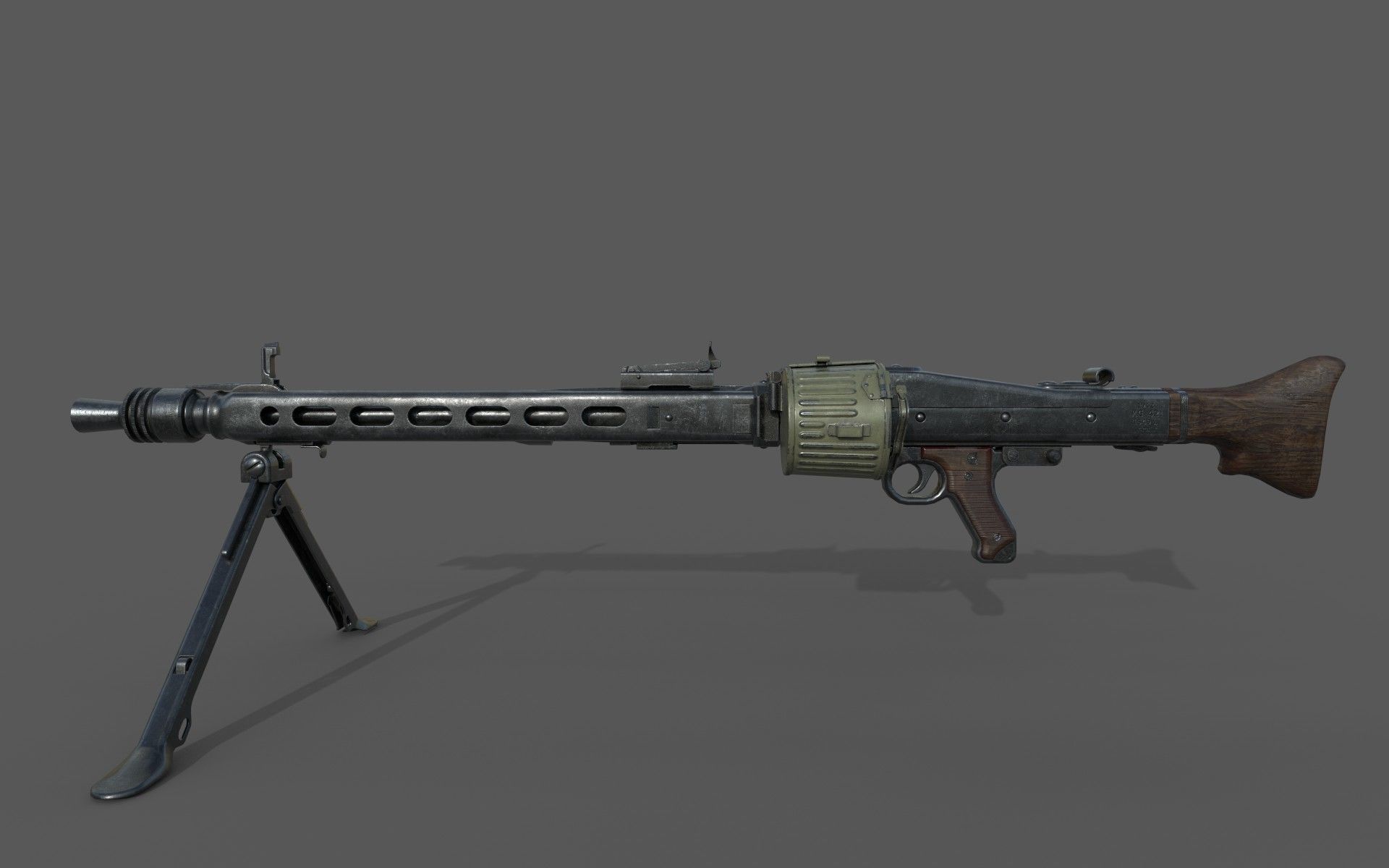 MG-42 world war ii machine gun Low-poly 3D model_13