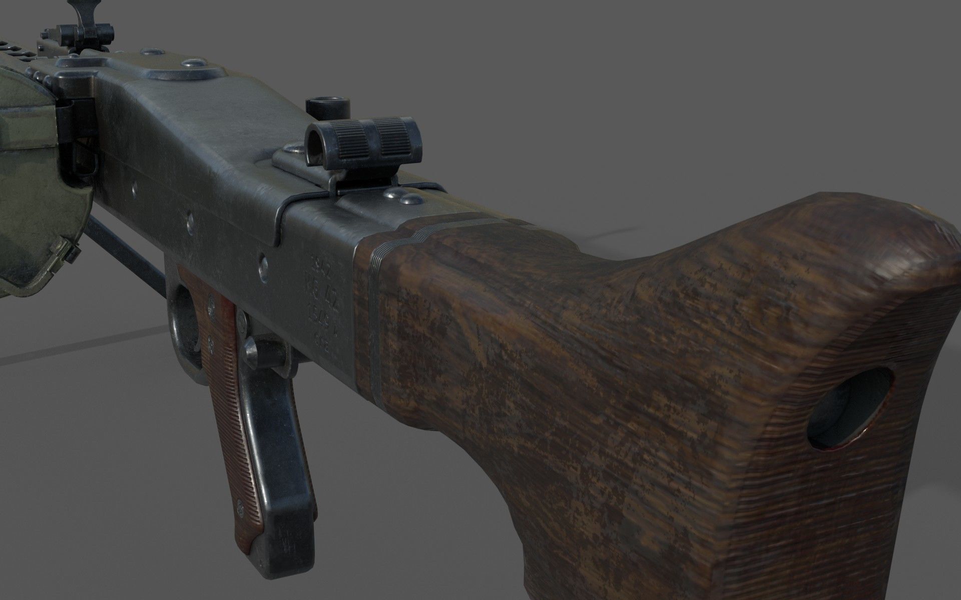 MG-42 world war ii machine gun Low-poly 3D model_6