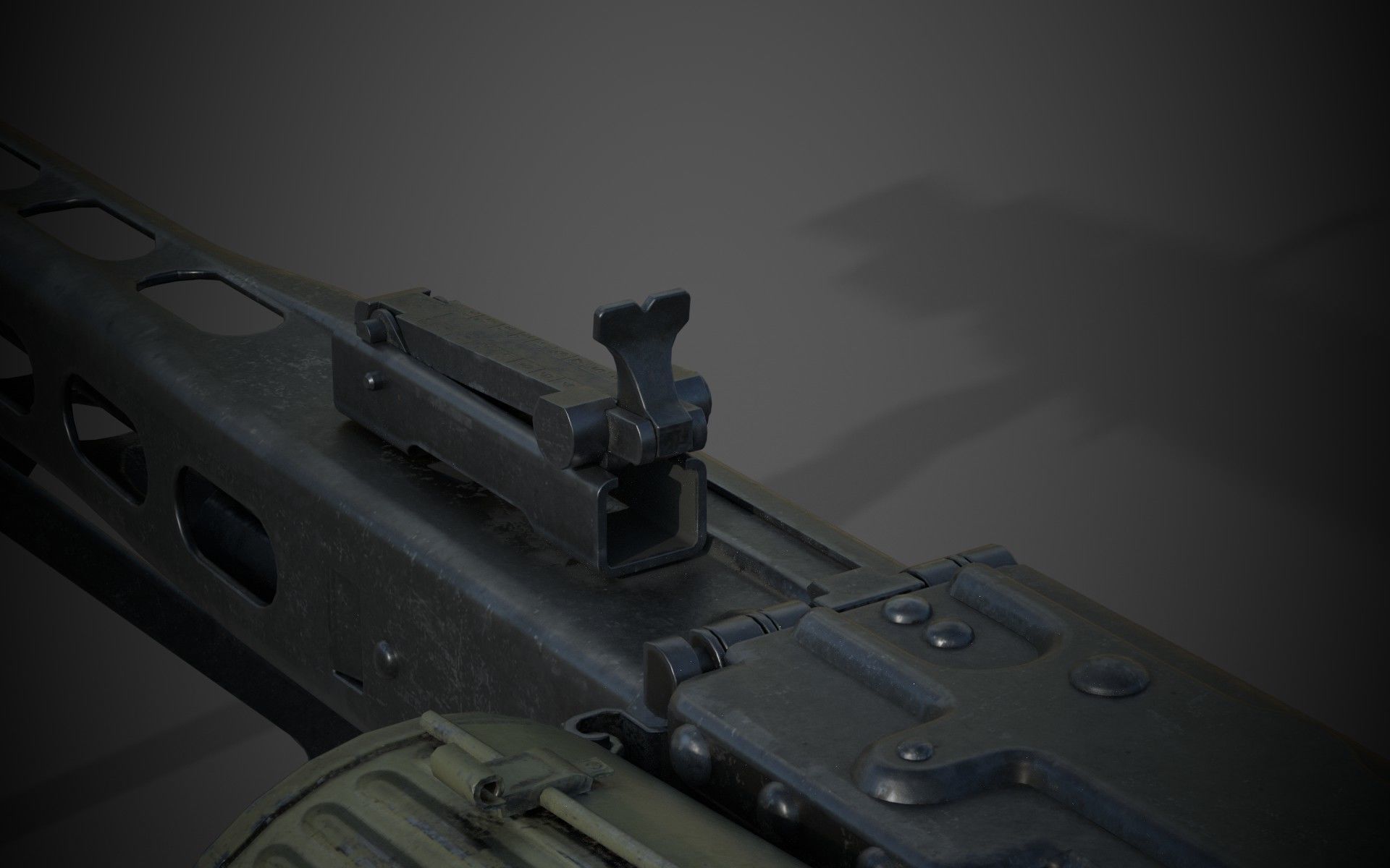 MG-42 world war ii machine gun Low-poly 3D model_7