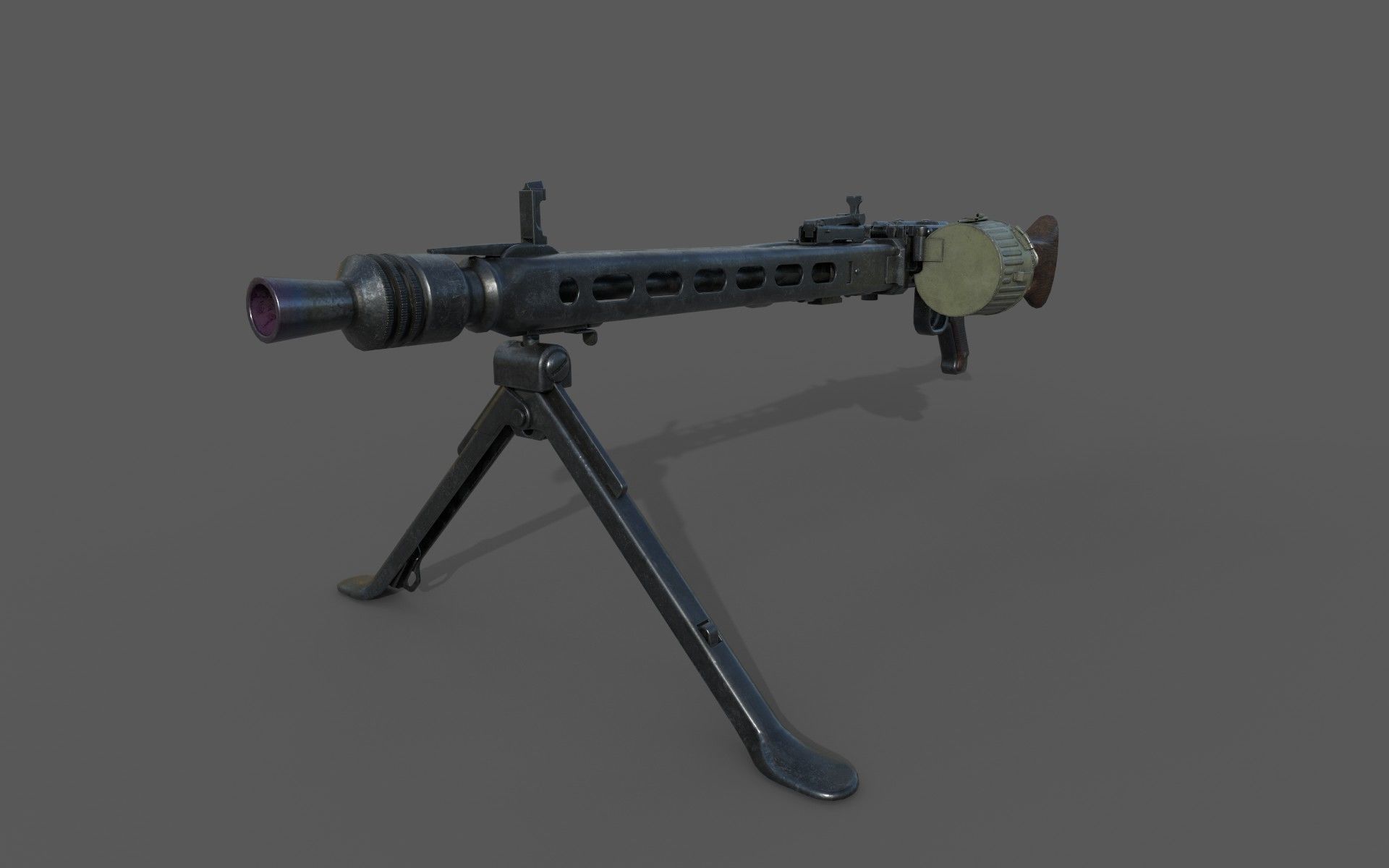 MG-42 world war ii machine gun Low-poly 3D model_2