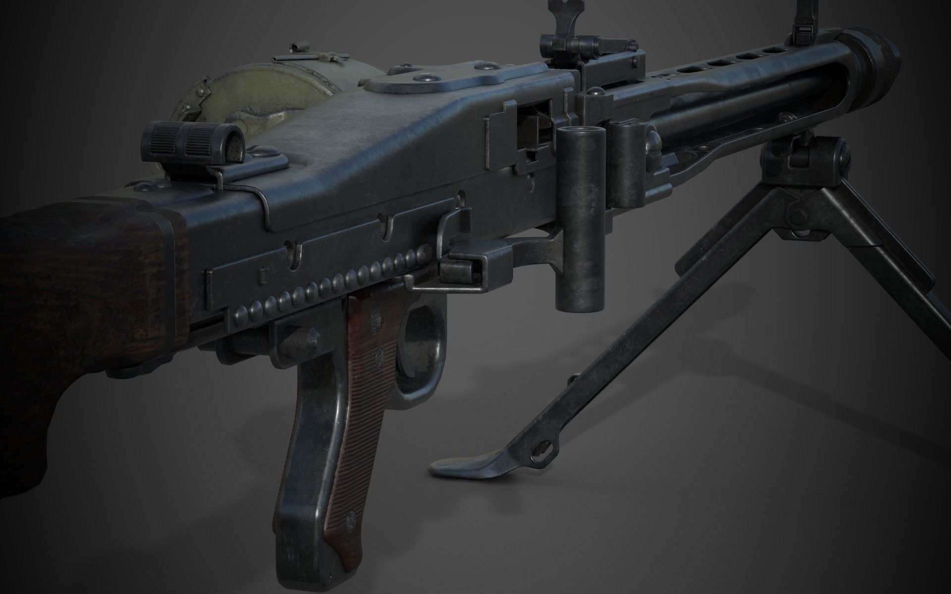 MG-42 world war ii machine gun Low-poly 3D model_8