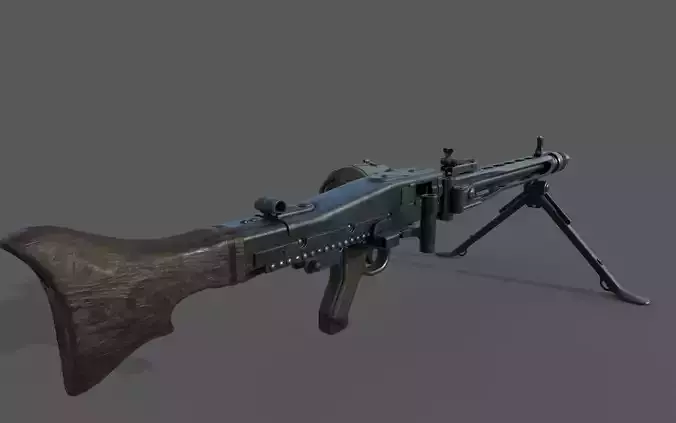 MG-42 world war ii machine gun Low-poly 3D model