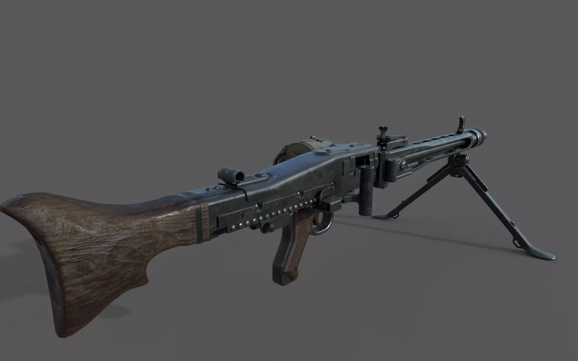 MG-42 world war ii machine gun Low-poly 3D model_0