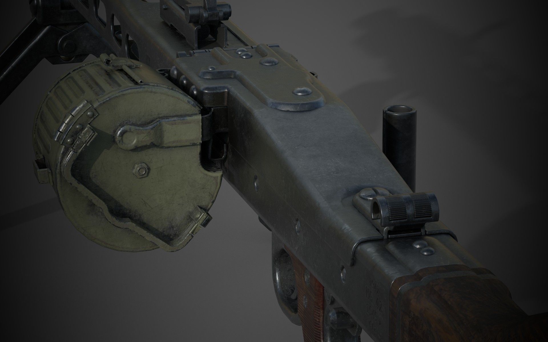 MG-42 world war ii machine gun Low-poly 3D model_14