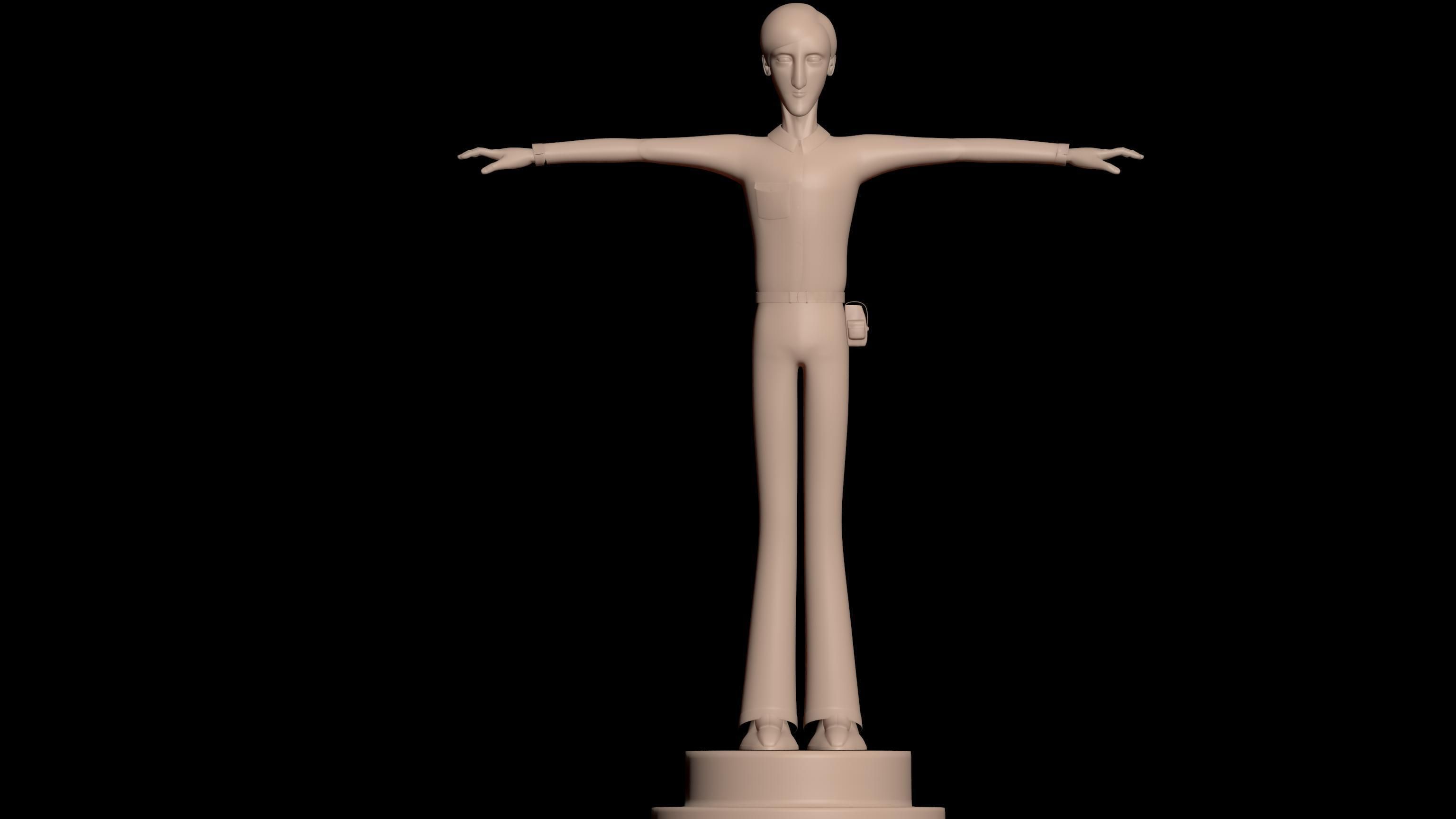 cartoon hunter  3D model_4