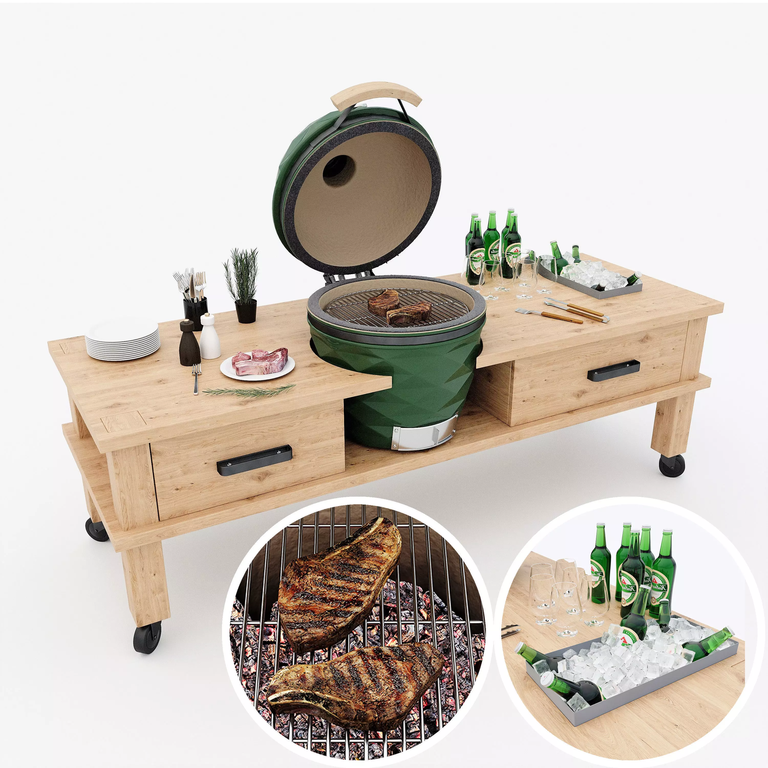 Kamado grill 2 3D model_0