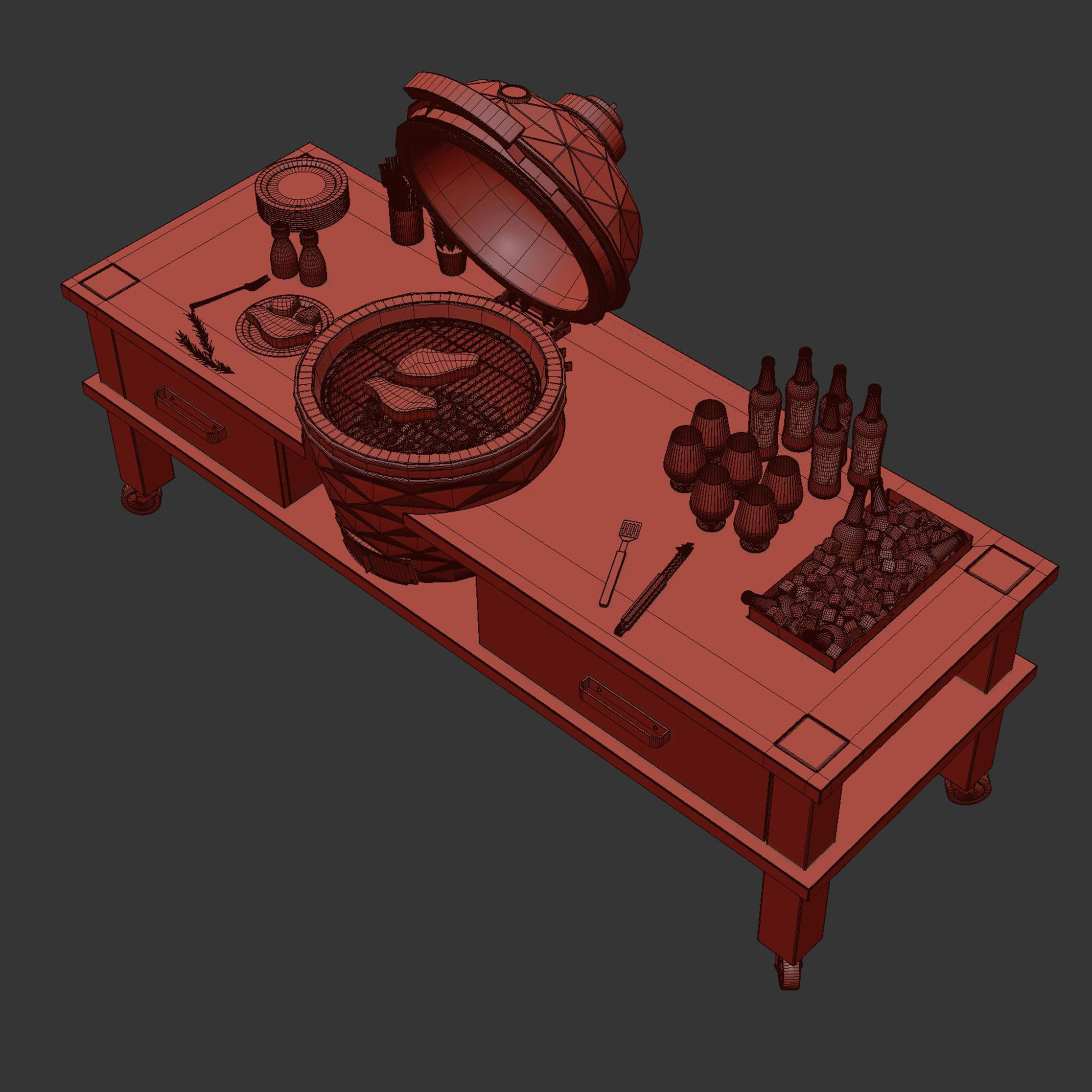 Kamado grill 2 3D model_10