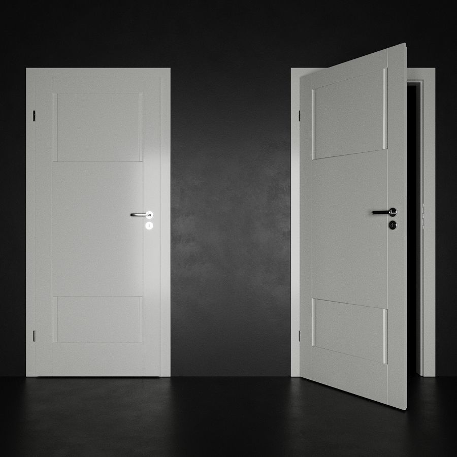 Modern door Low-poly 3D model_3