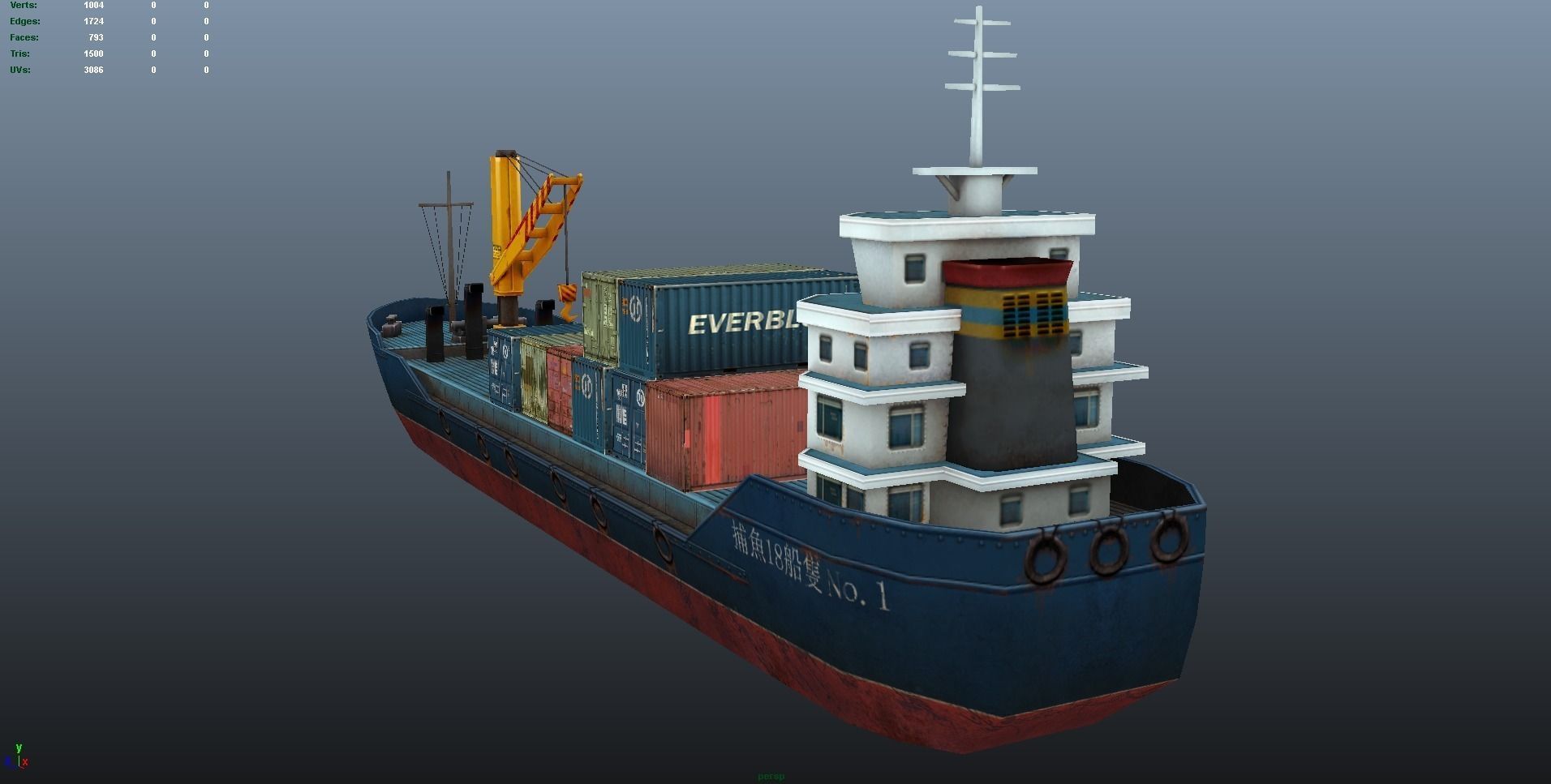 Cargo Ship - low poly Low-poly 3D model_10