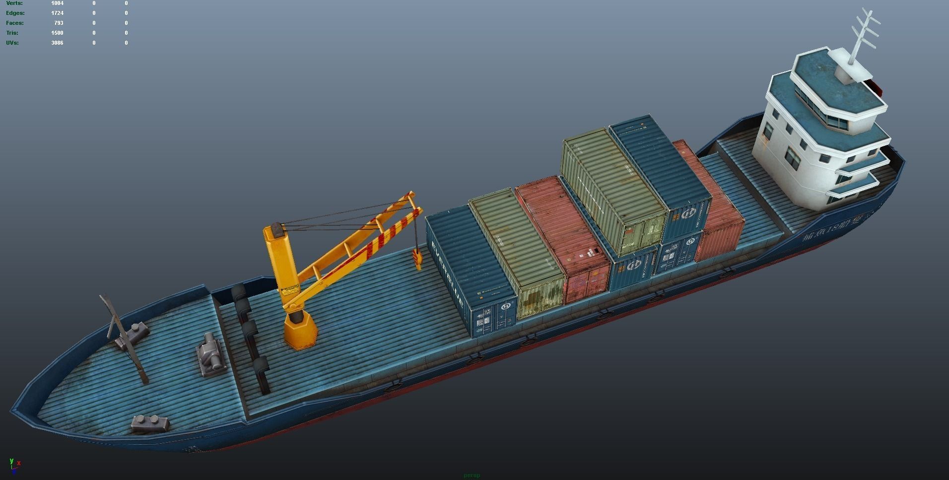 Cargo Ship - low poly Low-poly 3D model_12