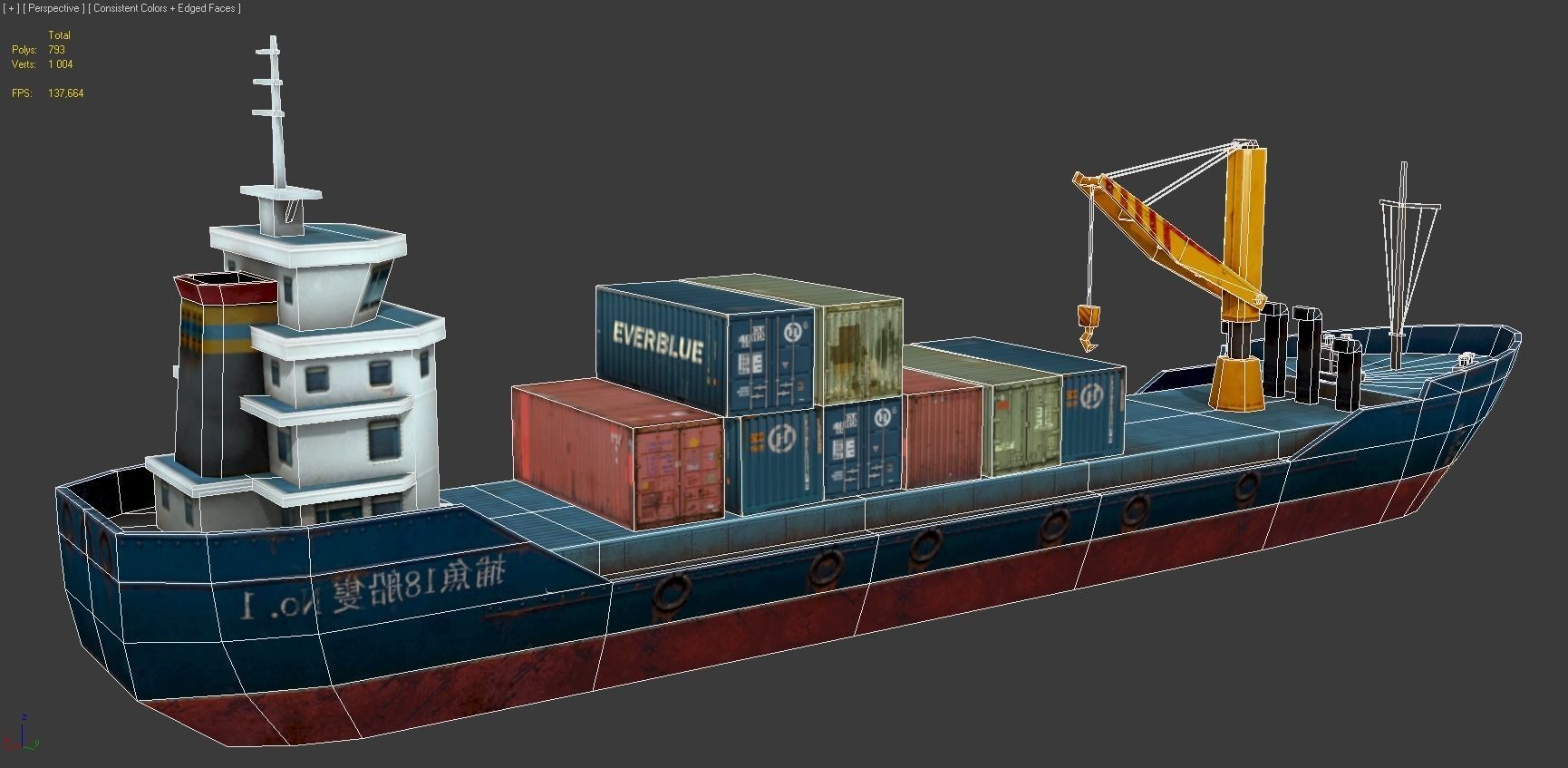 Cargo Ship - low poly Low-poly 3D model_3
