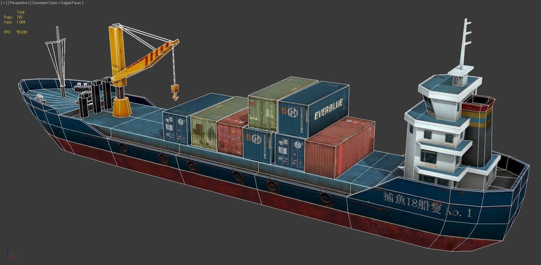 Cargo Ship - low poly Low-poly 3D model_4