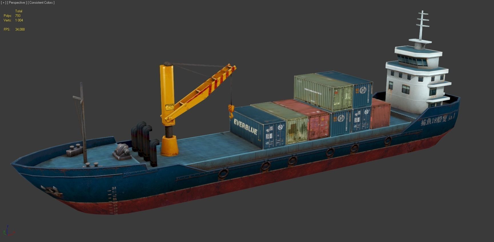 Cargo Ship - low poly Low-poly 3D model_1