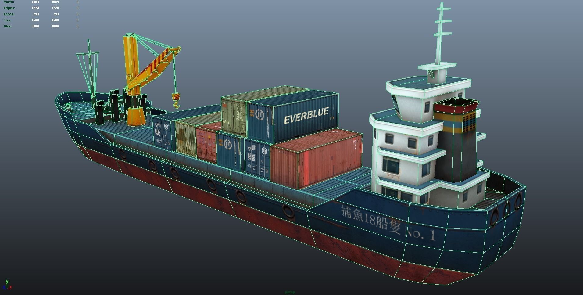 Cargo Ship - low poly Low-poly 3D model_18