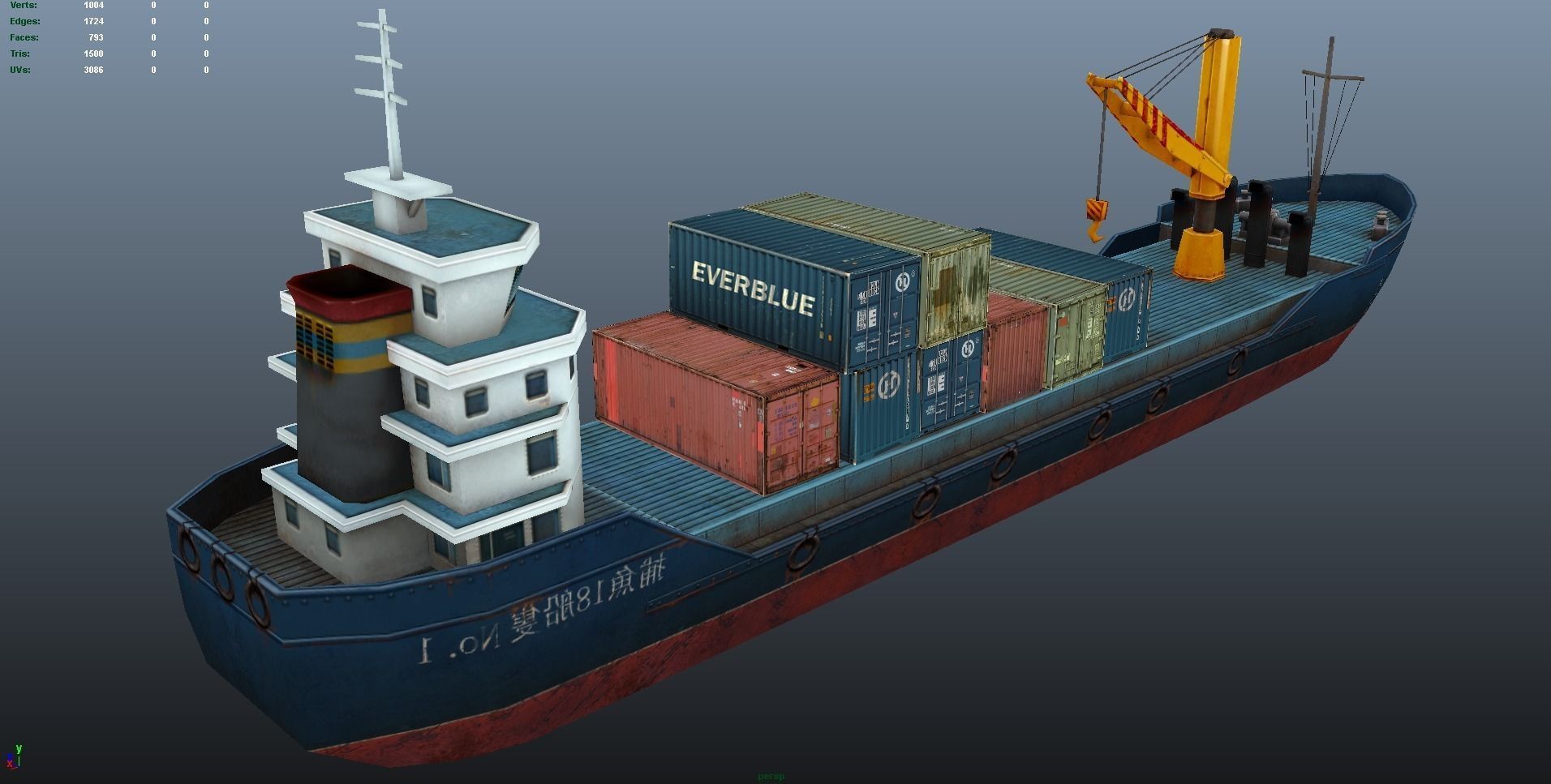 Cargo Ship - low poly Low-poly 3D model_14
