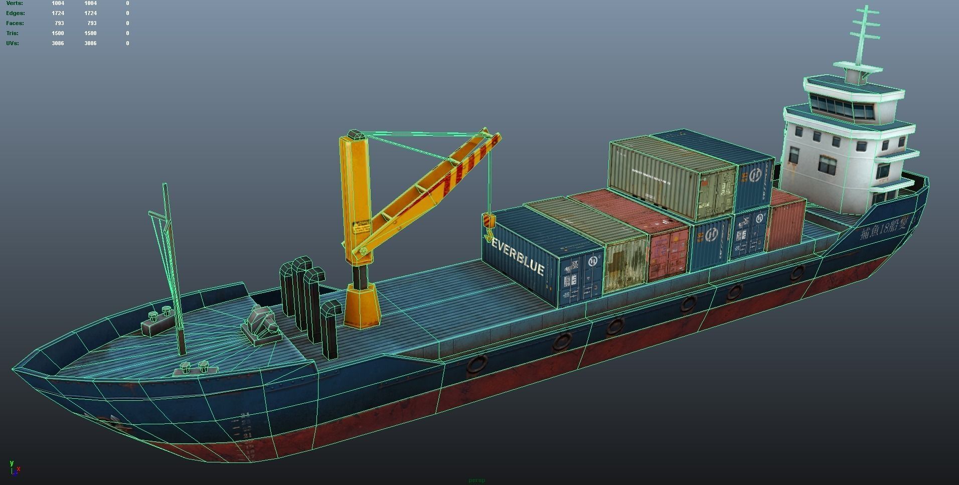 Cargo Ship - low poly Low-poly 3D model_19