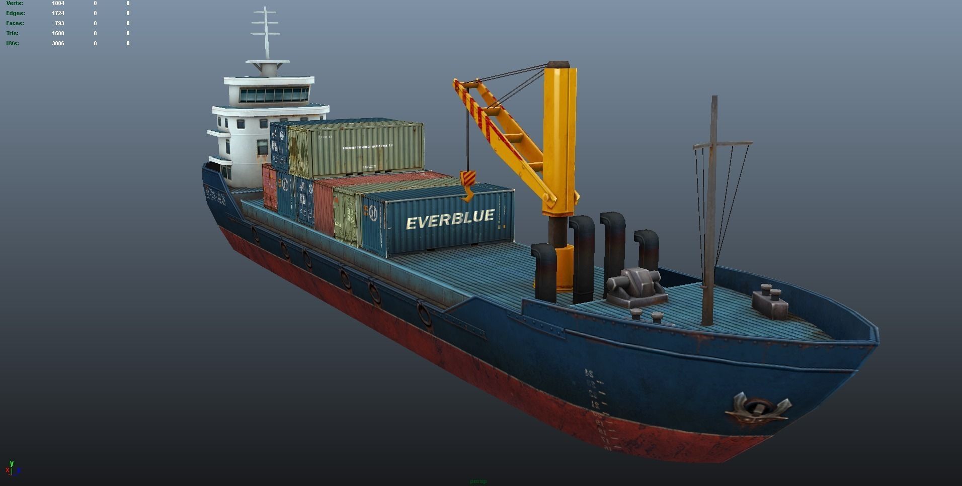 Cargo Ship - low poly Low-poly 3D model_11