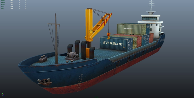 Cargo Ship - low poly Low-poly 3D model