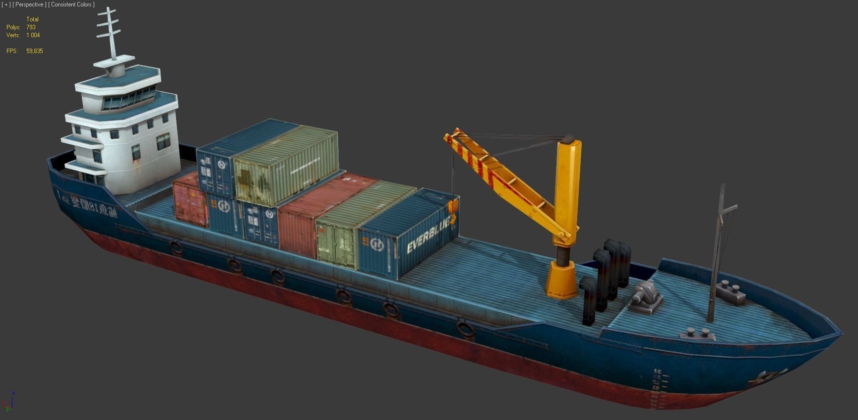 Cargo Ship - low poly Low-poly 3D model_2
