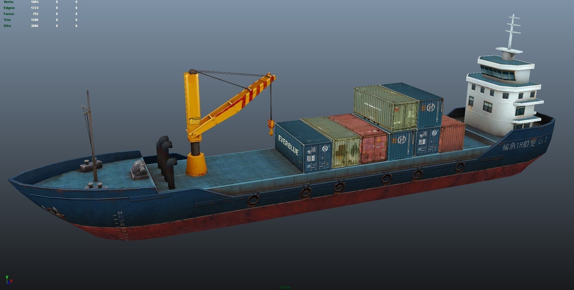 Cargo Ship - low poly Low-poly 3D model_9