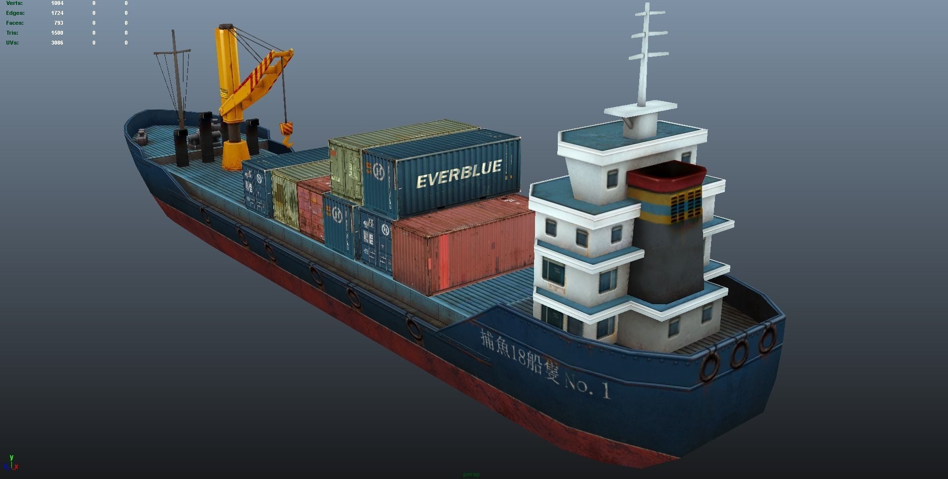 Cargo Ship - low poly Low-poly 3D model_16