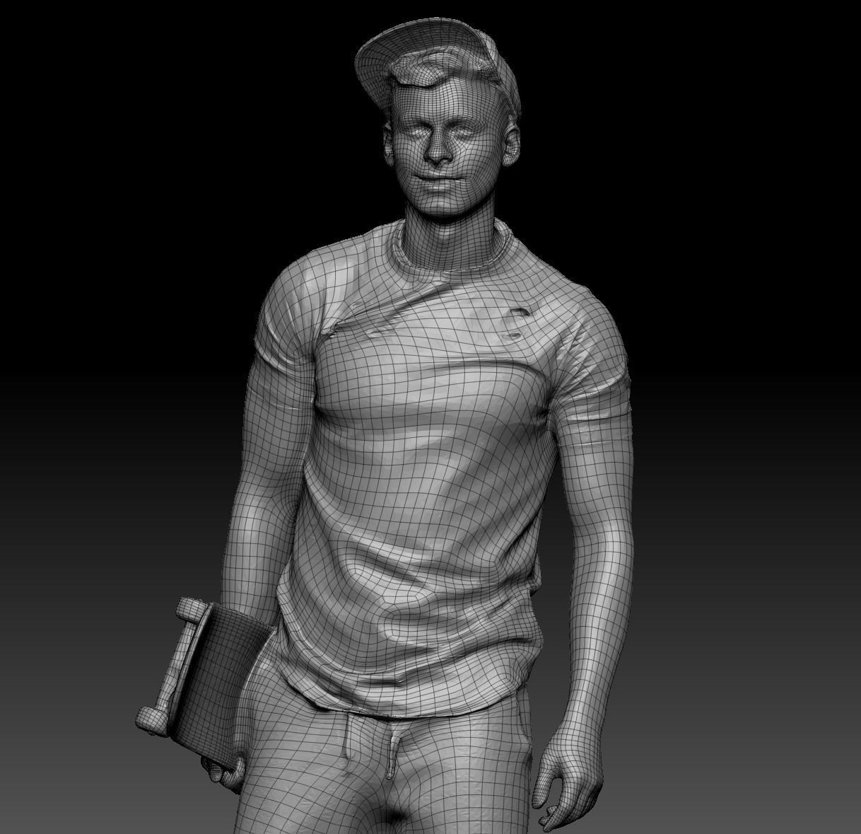 Stylish young man with a skateboard walking 162 Low-poly 3D model_7