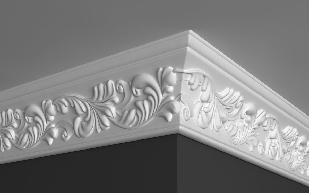 Cornice Moulding with floral elements 3D model 3D model_4