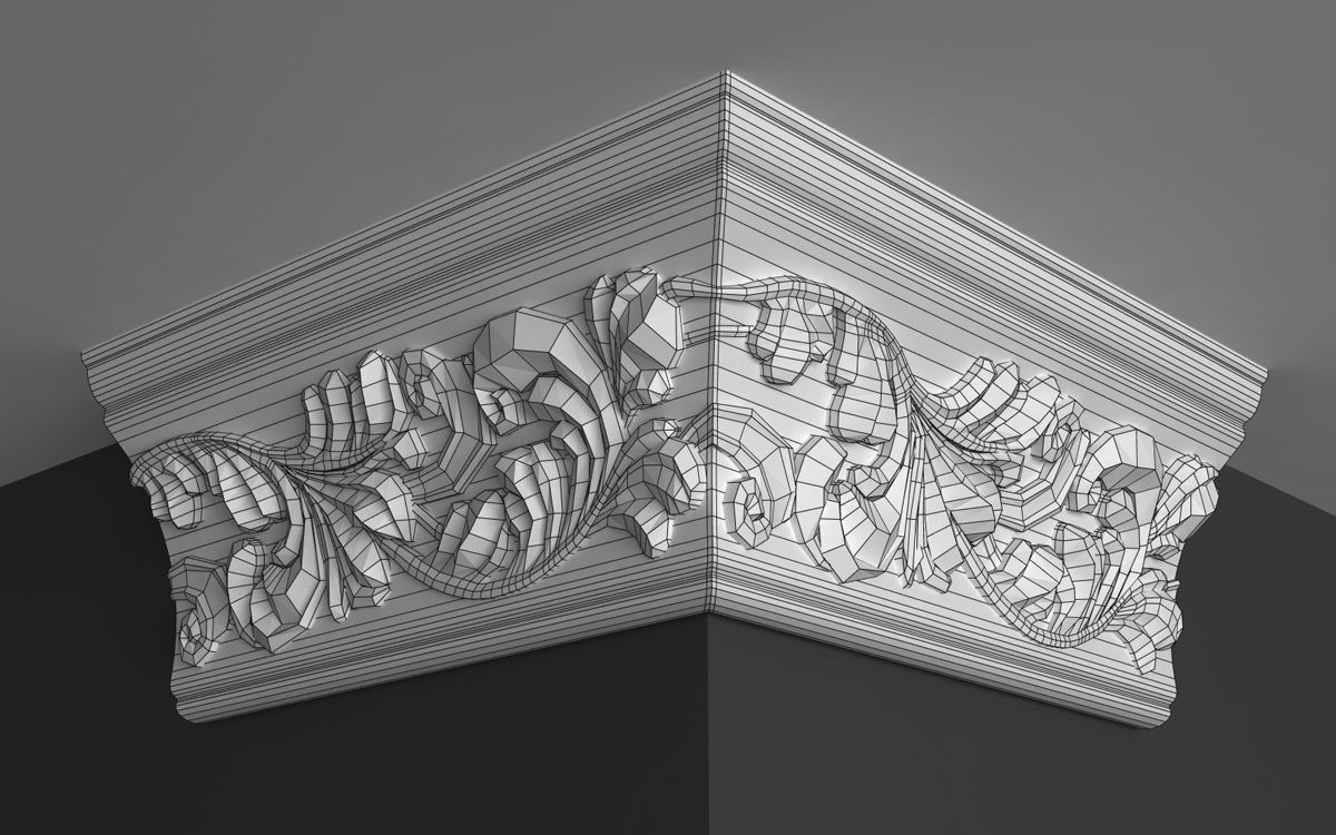 Cornice Moulding with floral elements 3D model 3D model_5