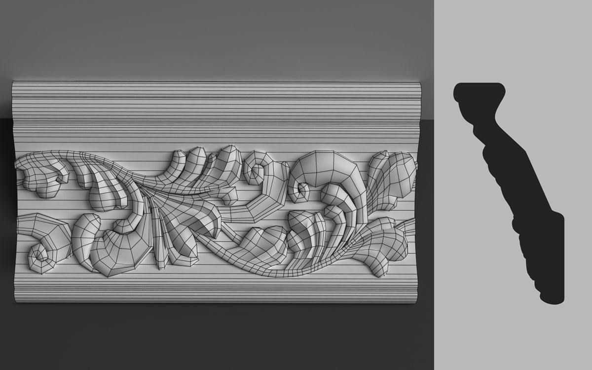 Cornice Moulding with floral elements 3D model 3D model_1