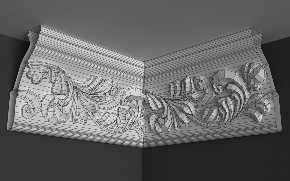 Cornice Moulding with floral elements 3D model 3D model_3