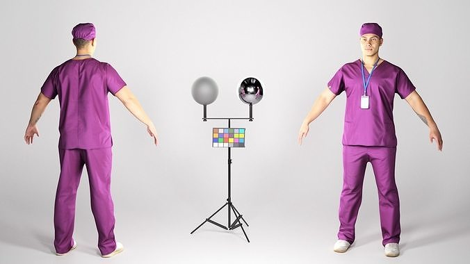 Young surgical doctor male in A-pose 163 Low-poly 3D model