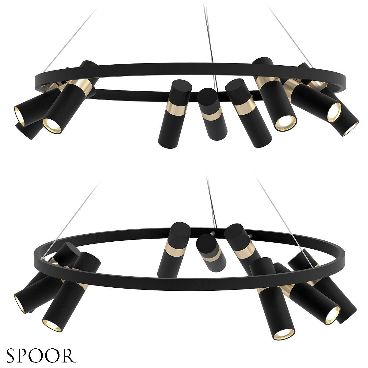 SPOOR chandelier with four lights hanging from it 3D model_3