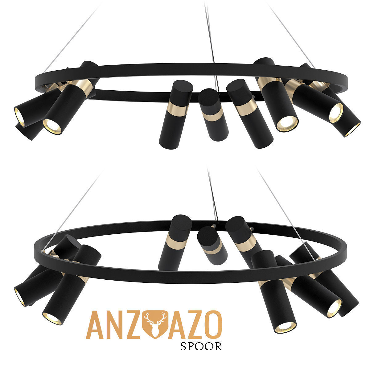 SPOOR chandelier with four lights hanging from it 3D model_1