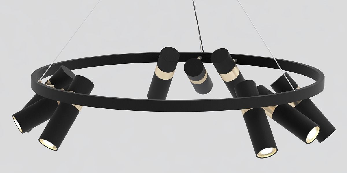 SPOOR chandelier with four lights hanging from it 3D model_4