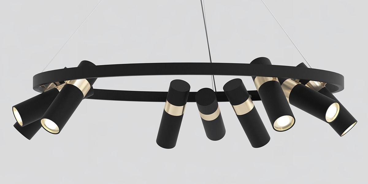 SPOOR chandelier with four lights hanging from it 3D model_2