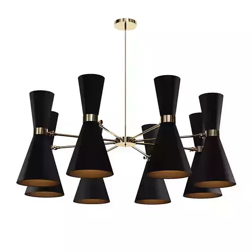 BARBELL X chandelier with shades and gold accents