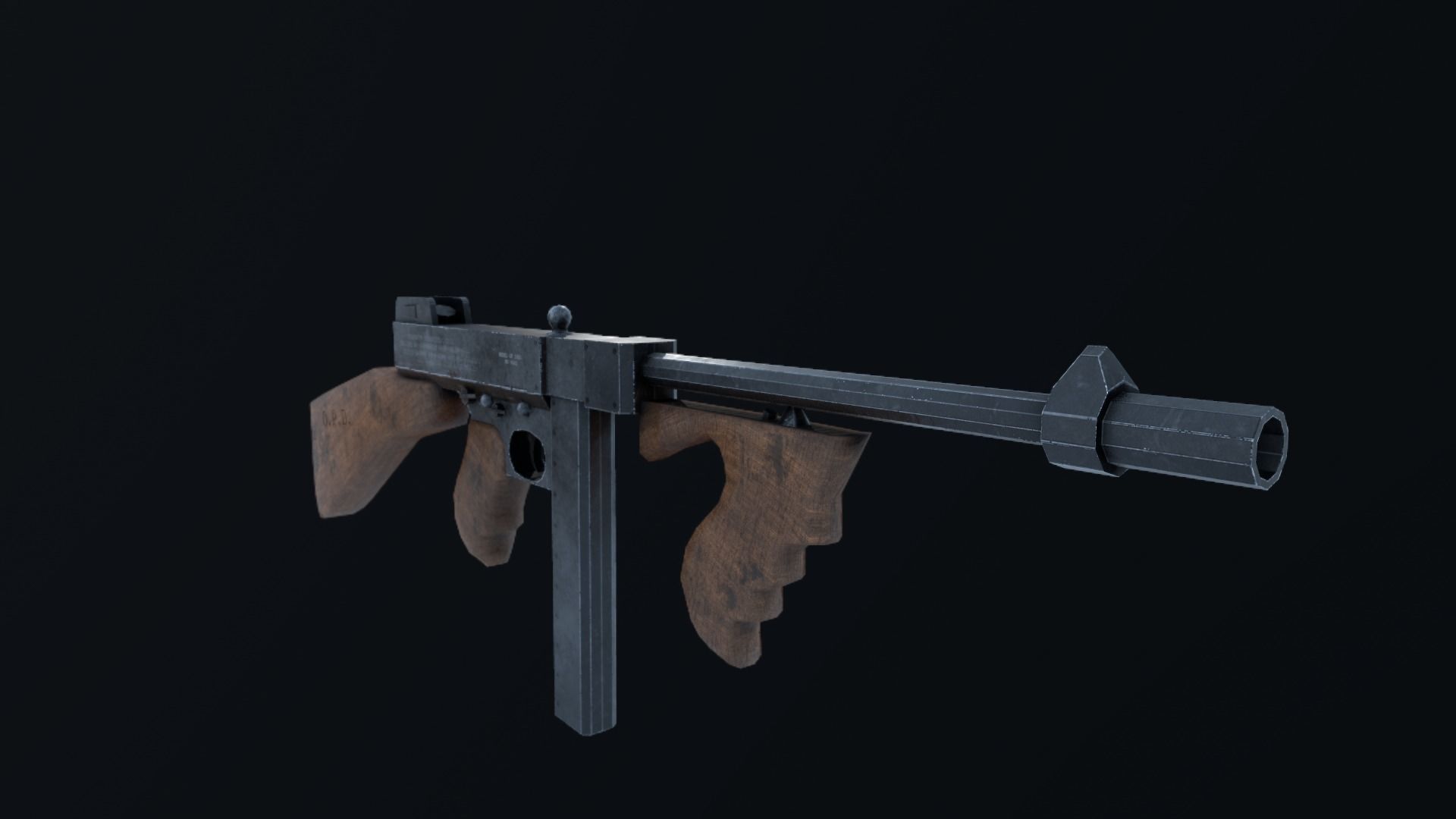 THOPMSON gun Low-poly 3D model_4