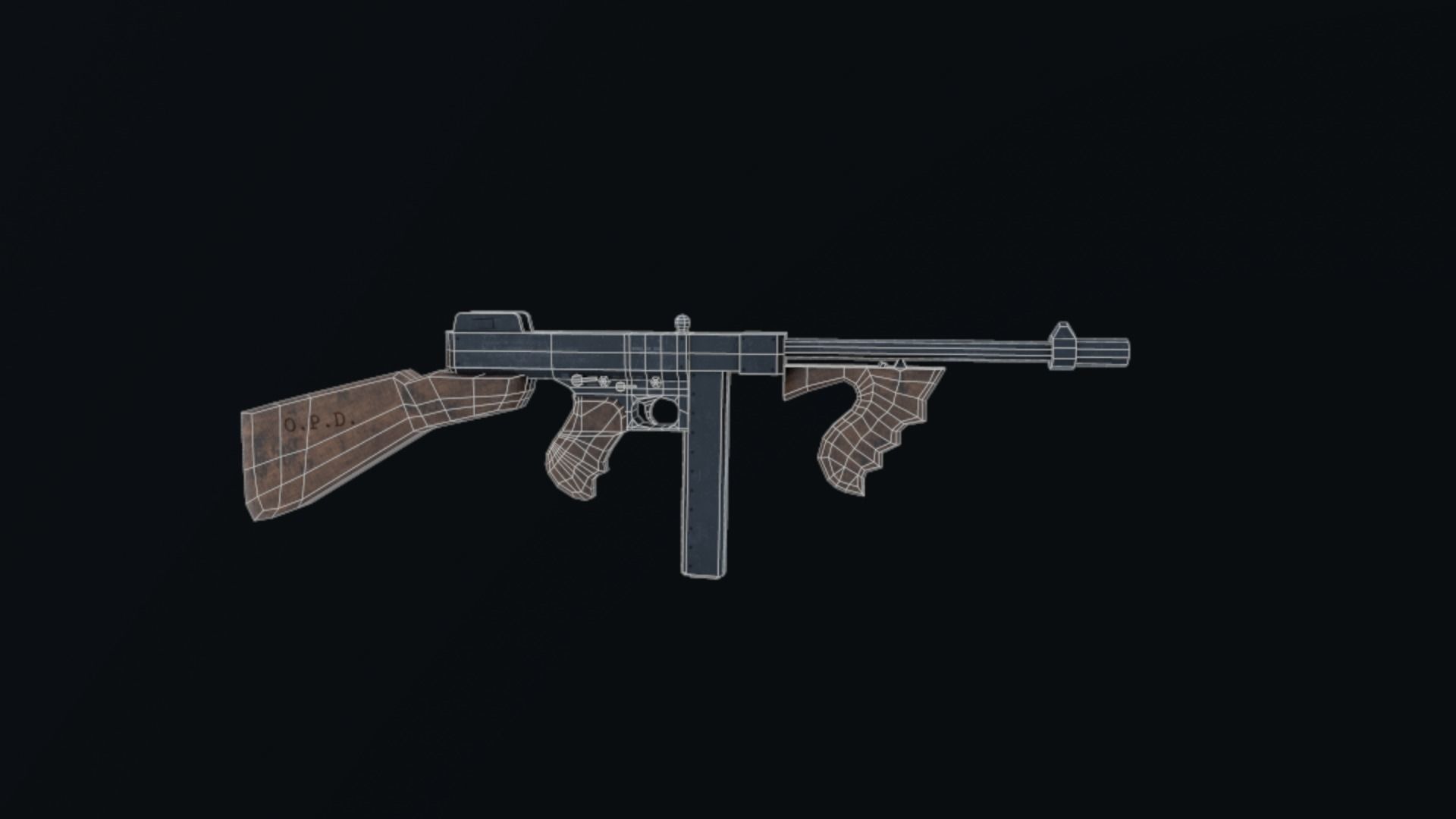 THOPMSON gun Low-poly 3D model_5