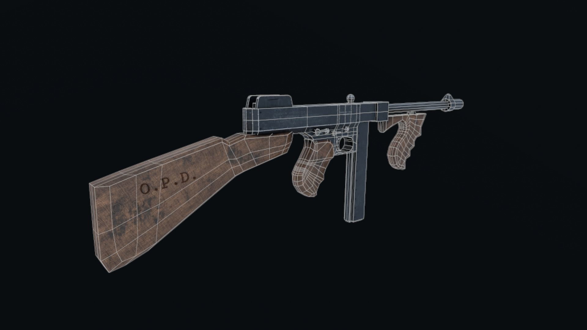 THOPMSON gun Low-poly 3D model_8