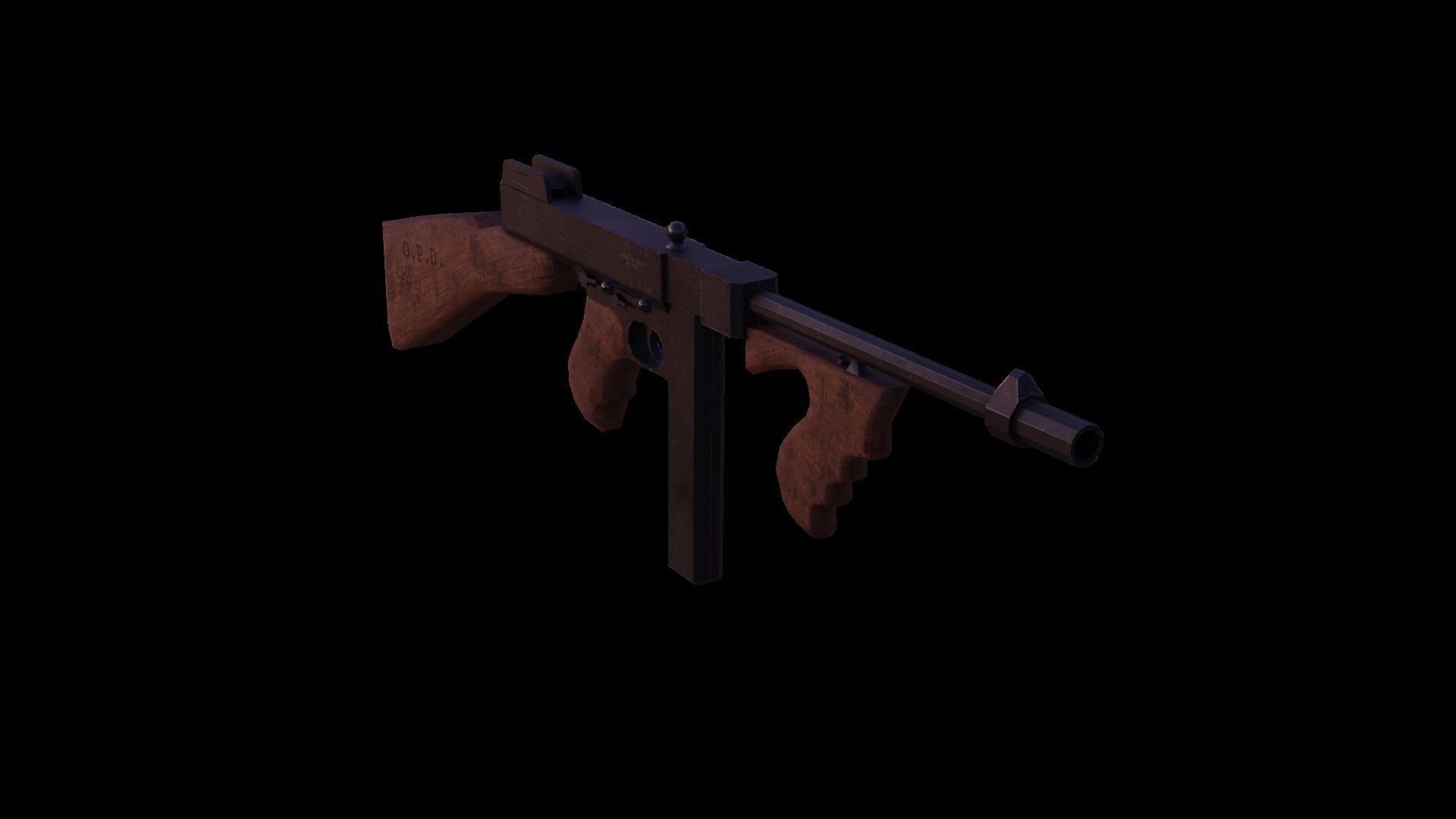 THOPMSON gun Low-poly 3D model_9